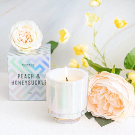 Peach & Honeysuckle Scented Candle